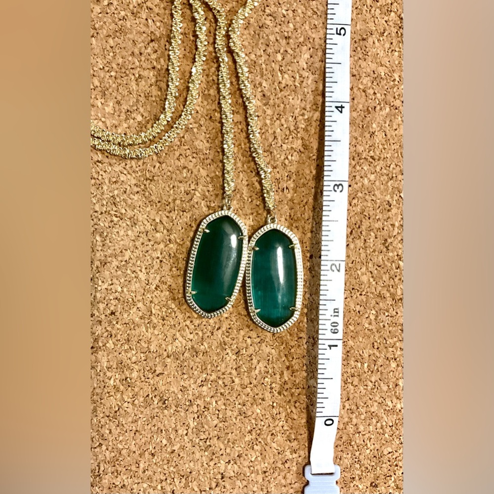 Rare early Kendra Scott gold with Deep green Pendants wrap necklace. - Picture 4 of 6